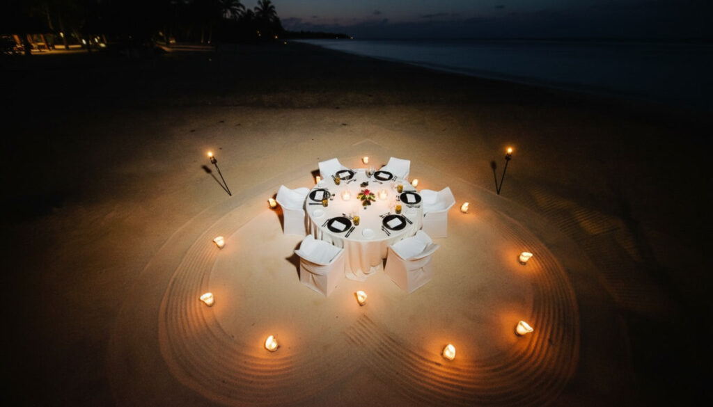 Schöner Strand für das Candlelight-Dinner im Constance Sakoa
