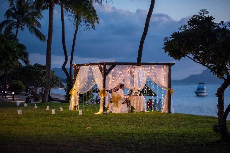 Romantic dinner by the sea
